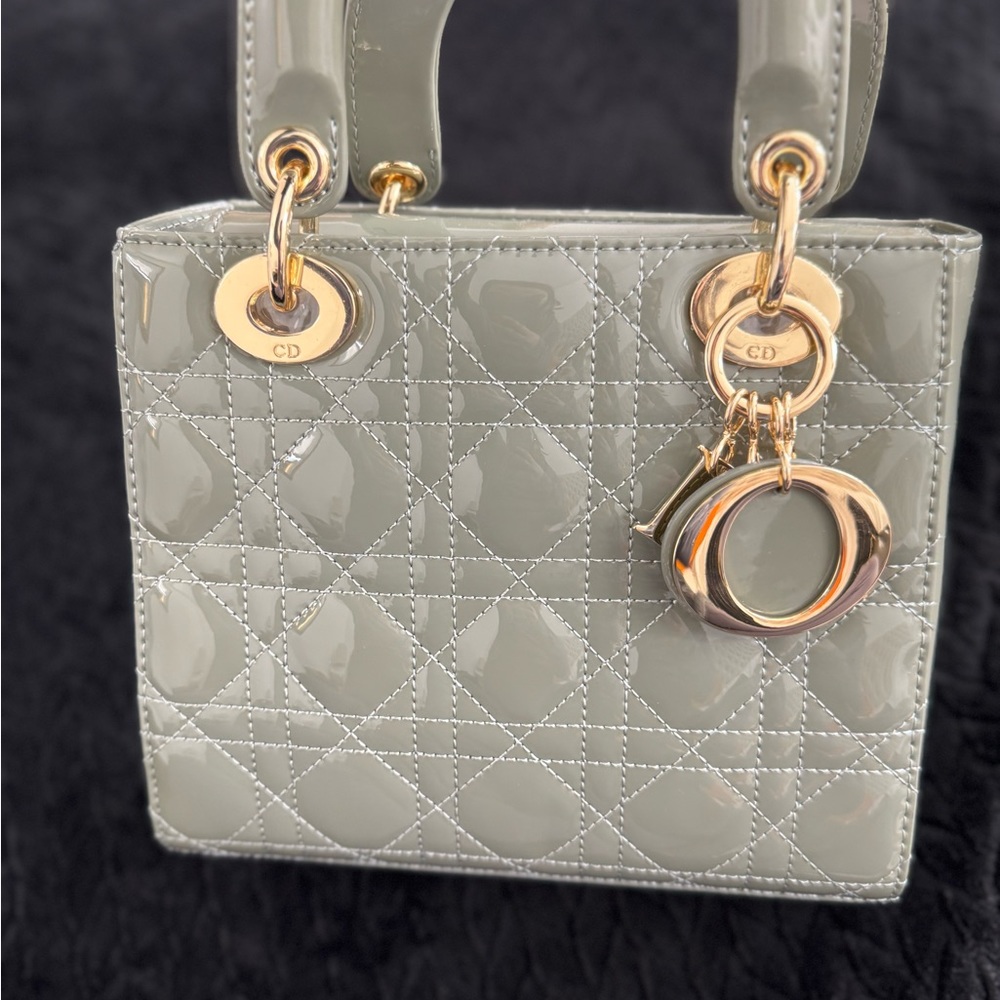 Dior Medium Lady Bag in Stone Gray